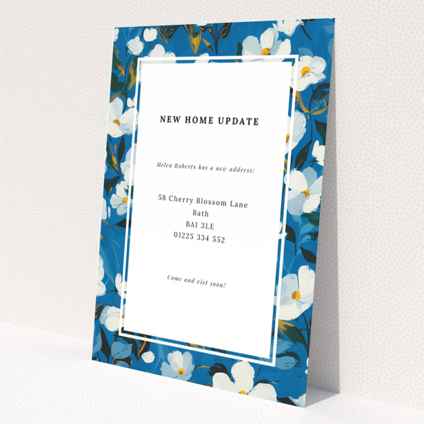 Floral change of address card design with one photo placeholder