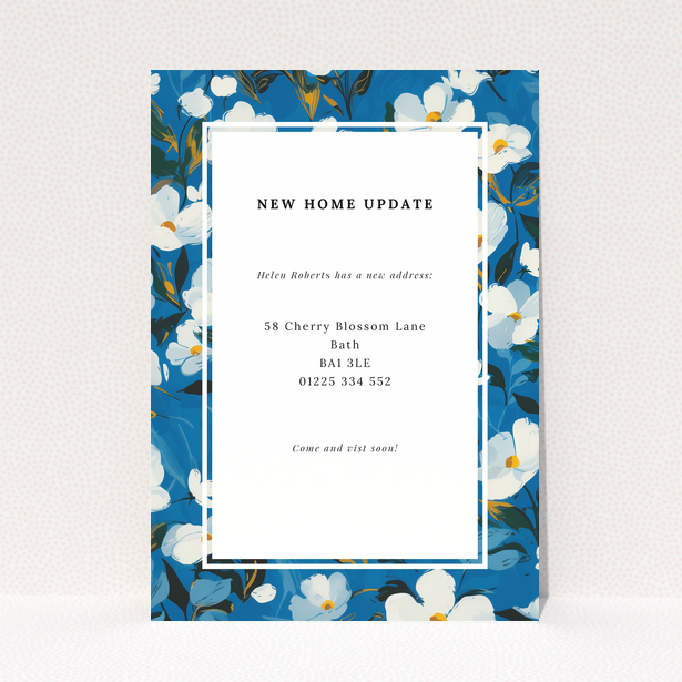 Floral change of address card design with one photo placeholder