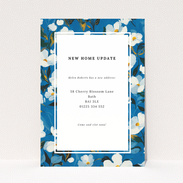 Floral change of address card design with one photo placeholder