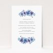 Blue Anemones wedding invitation with exquisite floral display celebrating the beauty of nature, featuring stunning arrangement of anemone flowers in various shades of blue, from pale periwinkle to deep navy This is a view of the front