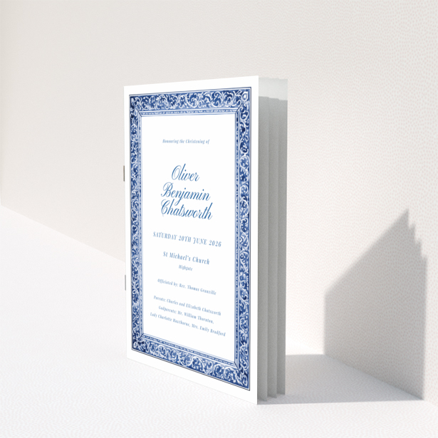 Christening order of service program reverse side design with elegant text layout and no photos by Utterly Printable named Portrait