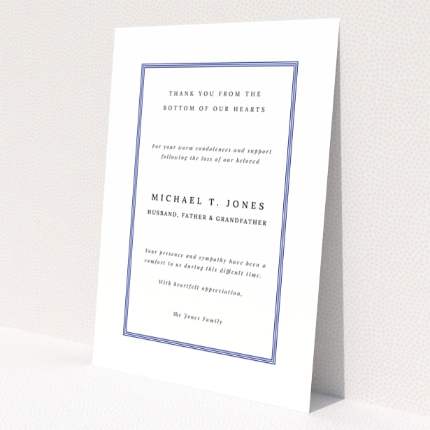 Funeral thank you card design with border and no photos