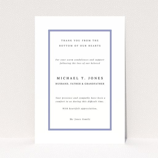 Funeral thank you card design with border and no photos