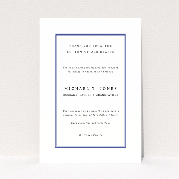 Funeral thank you card design with border and no photos