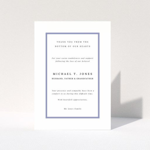 Funeral thank you card design with border and no photos