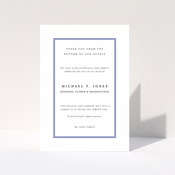 Funeral thank you card design with border and no photos