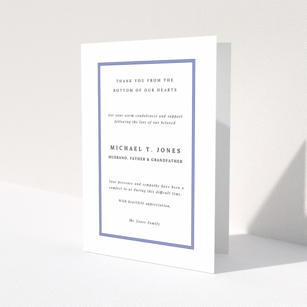 Funeral thank you card design with border and no photos