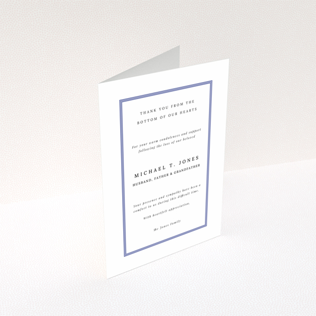 Funeral thank you card design with border and no photos