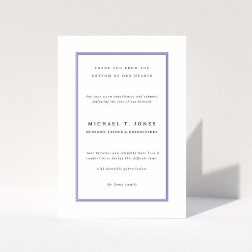 Funeral thank you card design with border and no photos