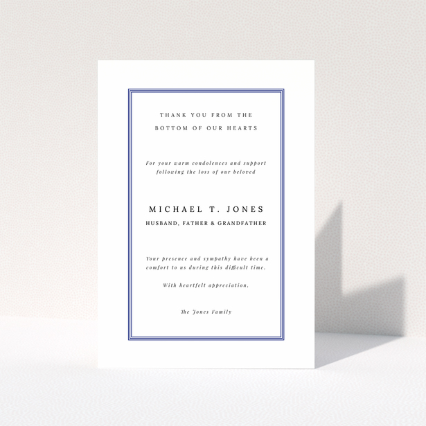 Funeral thank you card design with border and no photos