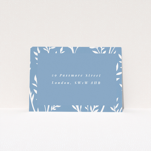 Tranquil Blue Botanical Elegance RSVP Card - Wedding Stationery by Utterly Printable. This is a view of the back