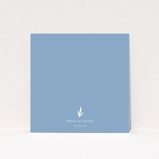 Blue Botanical Elegance Wedding Save the Date Card Template - Serene Blue Design with Botanical Illustrations. This image shows the front and back sides together