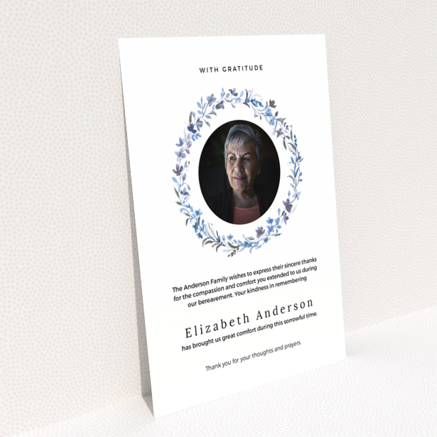 Funeral thank you card design reverse side with no photos - Portrait