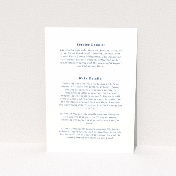 Funeral announcement with floral design and no photos