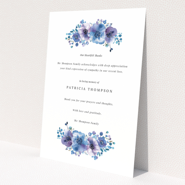 Floral funeral thank you card with 0 photos and elegant typography.