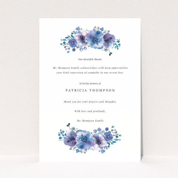 Floral funeral thank you card with 0 photos and elegant typography.