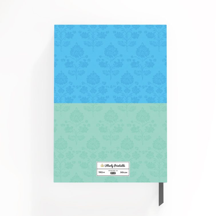 Floral design portrait notebook cover with one photo on the front.