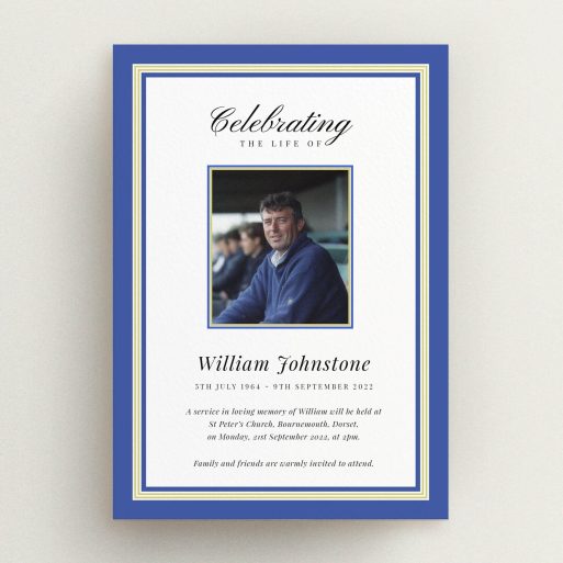 Elegant Funeral Announcement Funeral announcement card design with one photo for personalised memorial service invitation