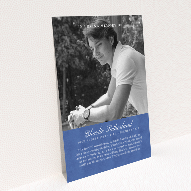 Funeral announcement card back page portrait design no photos