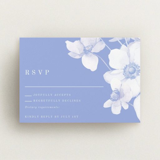 Elegant floral wedding RSVP card with one decorative flower design.