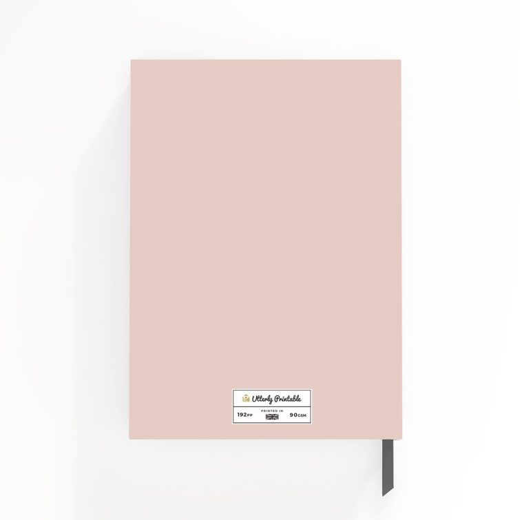 Customisable notebook design by Utterly Printable with a neutral cover and one photo included.