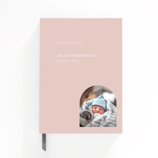 Customisable notebook design by Utterly Printable with a neutral cover and one photo included.