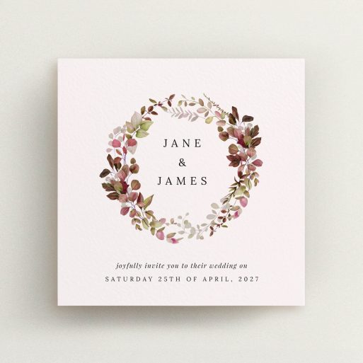 Elegant floral wedding invitation design with no photos