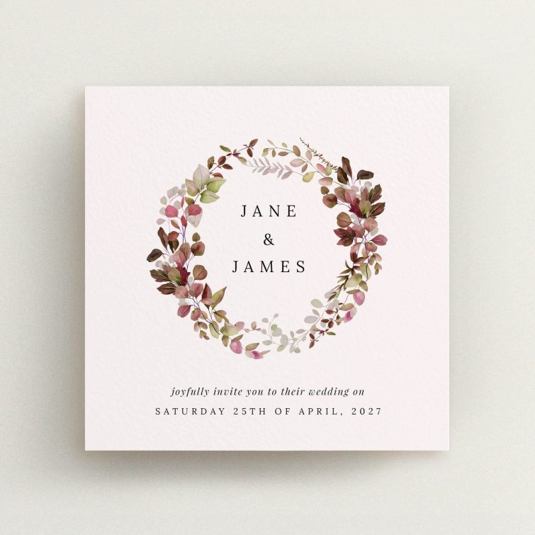 Elegant floral wedding invitation design with no photos