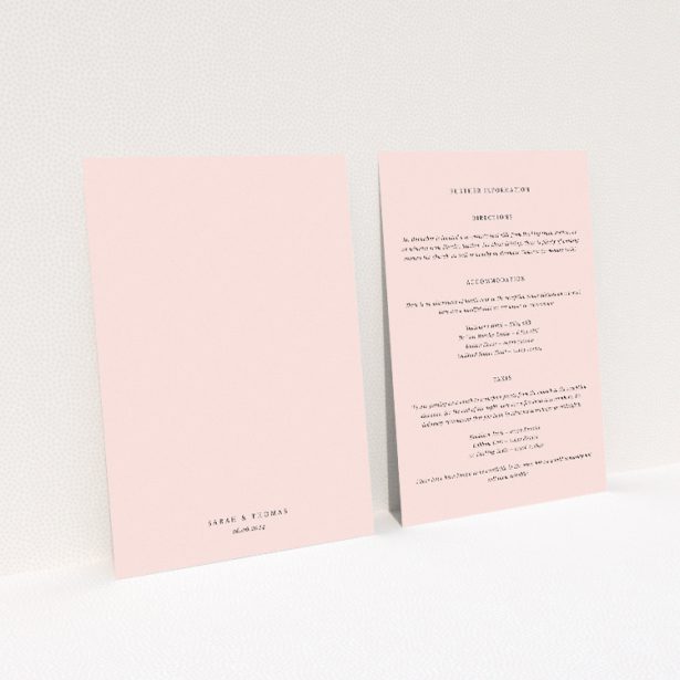 Blush Crest Monogram wedding information insert card with soft blush hue and bold monogram crest in delicate coral outline. This image shows the front and back sides together