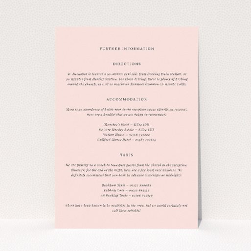 Blush Crest Monogram wedding information insert card with soft blush hue and bold monogram crest in delicate coral outline. This is a view of the front