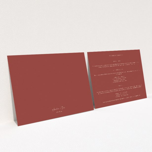 Blush Elegance Script Wedding Information Insert Card - Contemporary Classic Design. This image shows the front and back sides together