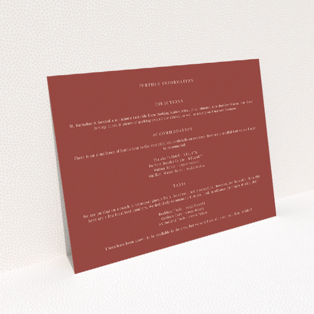Blush Elegance Script Wedding Information Insert Card - Contemporary Classic Design. This image shows the front and back sides together