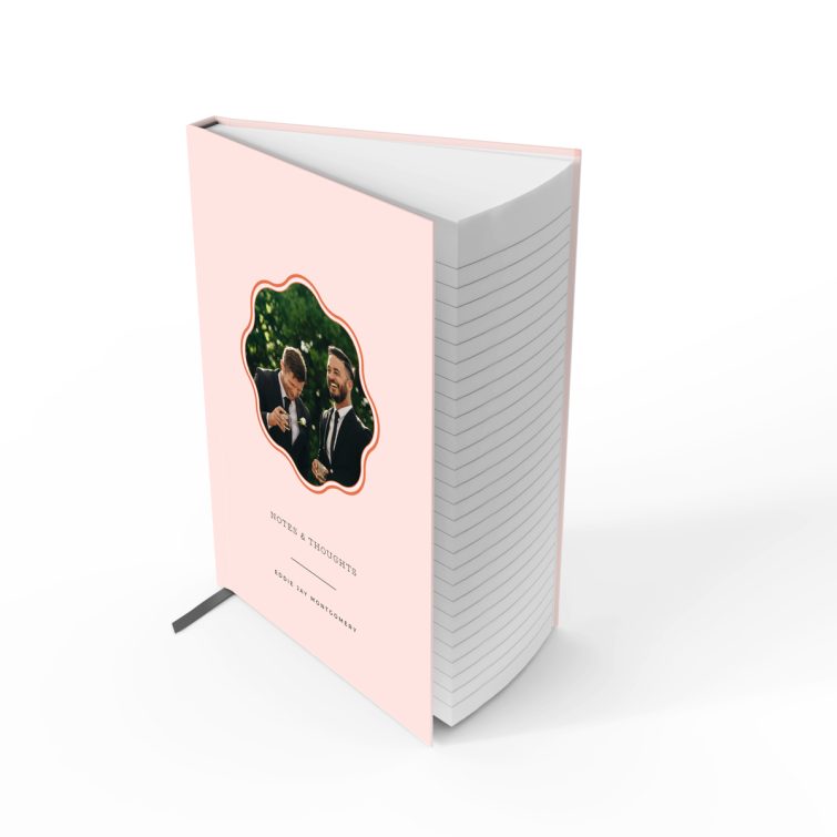 Elegant personalised notebook design with one photo on the cover, ideal for unique gift ideas.