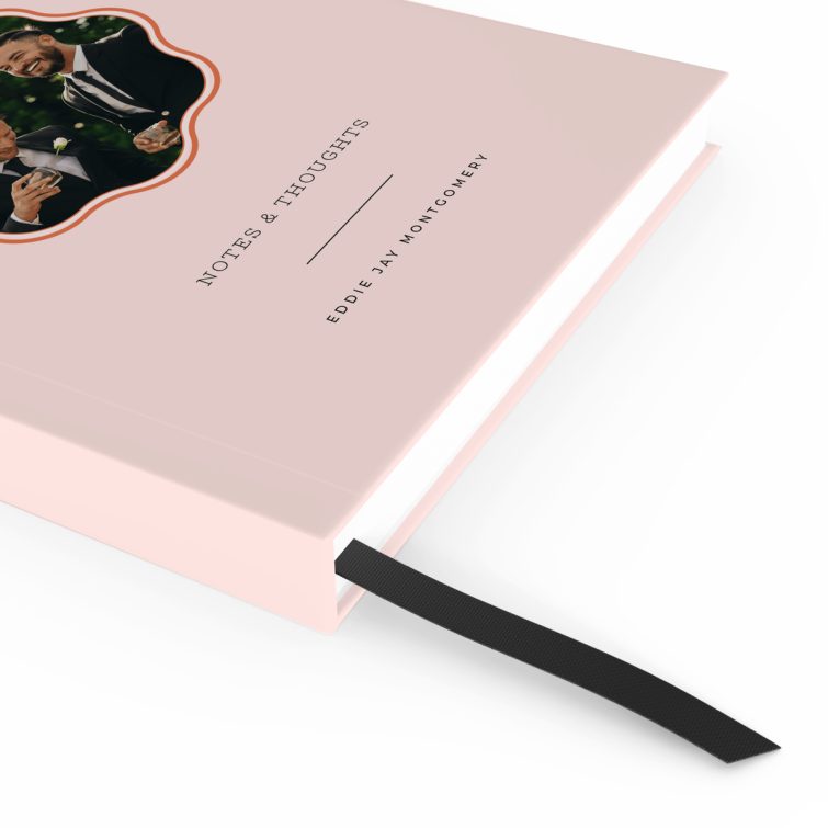 Elegant personalised notebook design with one photo on the cover, ideal for unique gift ideas.