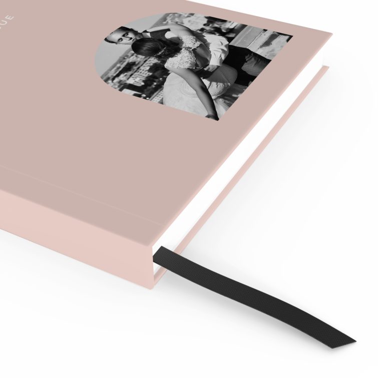 Elegant personalised notebook cover design with one photo placeholder, ideal for weddings, produced by Utterly Printable in the UK.