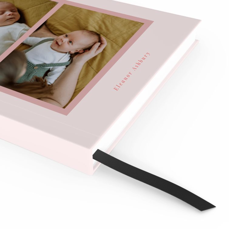 Personalised baby photo notebook design with two images on the cover by Utterly Printable.