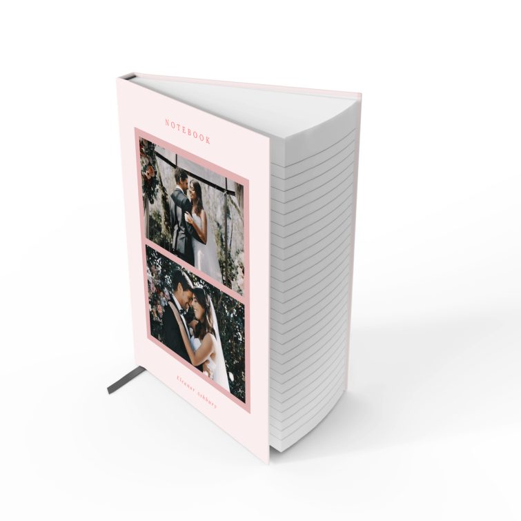 Custom portrait notebook design with two photos on the cover by Utterly Printable.