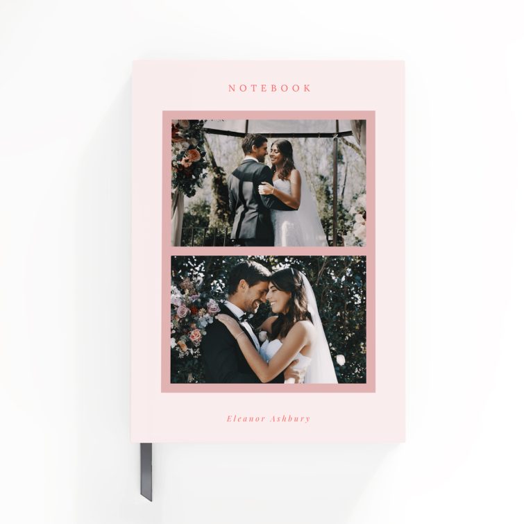 Custom portrait notebook design with two photos on the cover by Utterly Printable.