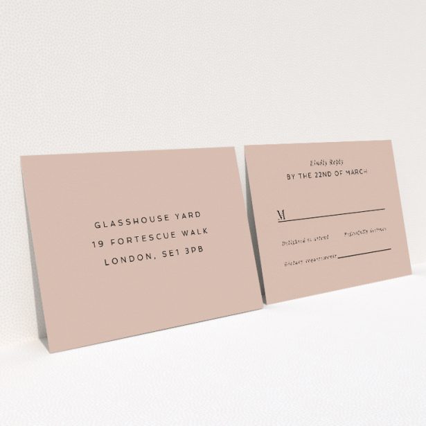 Bold Lilac Script RSVP card featuring contemporary elegance with a gentle lilac backdrop and bold, playful script in contrasting pink, ideal for modern chic with a touch of luxury This is a view of the back