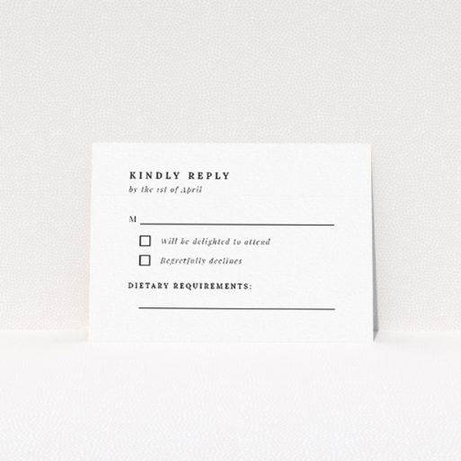 Bold Typographic Union RSVP card - Minimalist design with strong typographic focus for wedding response card. This is a view of the front