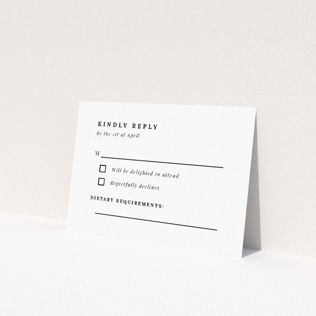 Bold Typographic Union RSVP card - Minimalist design with strong typographic focus for wedding response card. This is a view of the front
