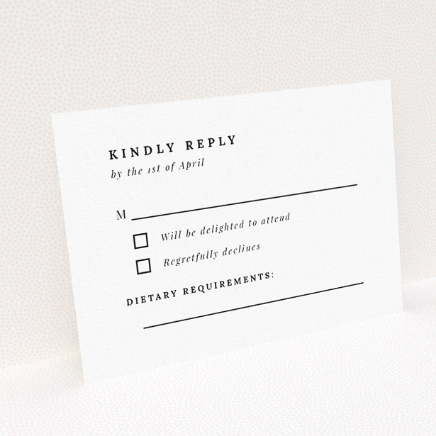 Bold Typographic Union RSVP card - Minimalist design with strong typographic focus for wedding response card. This is a view of the back