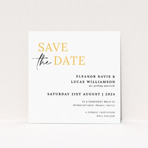Bold Typographic Union Wedding Save the Date Card Template - Modern Elegance with Bold Typography. This is a view of the front