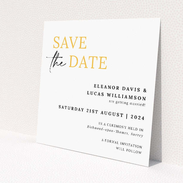 Bold Typographic Union Wedding Save the Date Card Template - Modern Elegance with Bold Typography. This is a view of the front