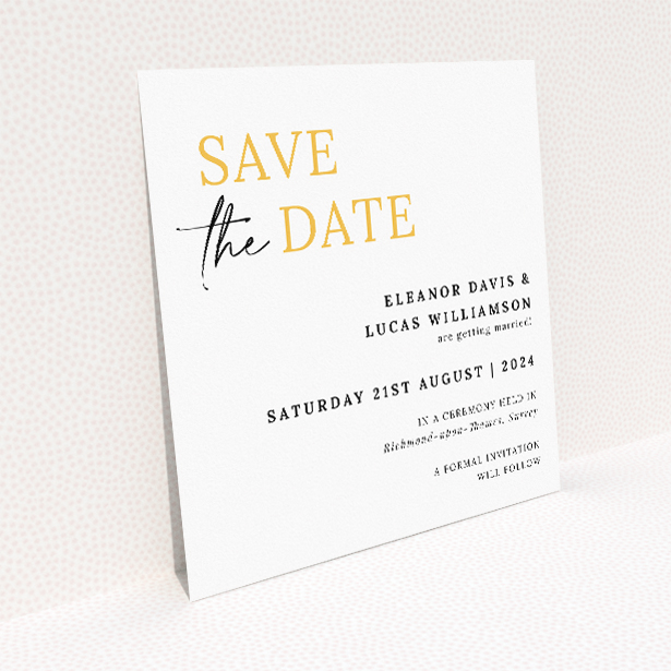 Bold Typographic Union Wedding Save the Date Card Template - Modern Elegance with Bold Typography. This image shows the front and back sides together