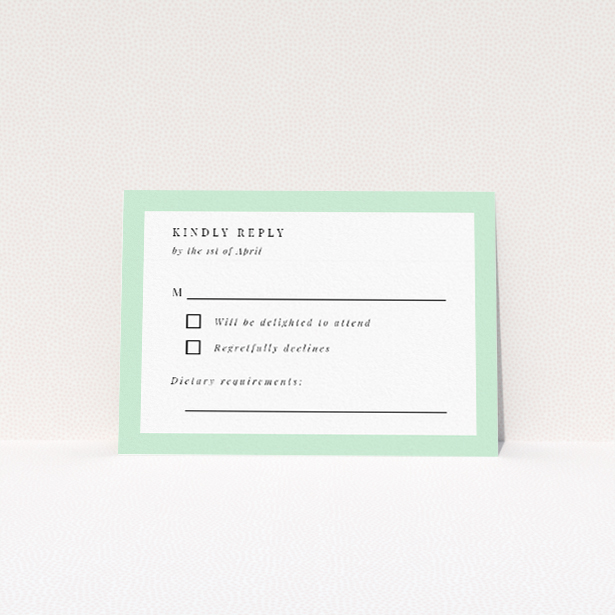 Border Elegance RSVP Card Template - Minimalist yet refined design with clean layout and classic typography, capturing modern minimalism infused with traditional charm. Perfect for couples seeking clarity and class in their wedding stationery This is a view of the front