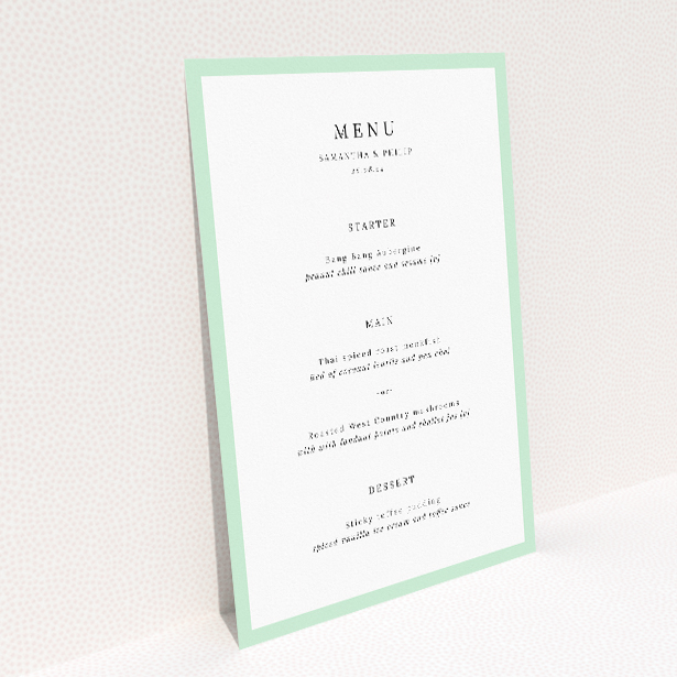 Refined Border Elegance Wedding Menu Template with Minimalist Charm. This image shows the front and back sides together