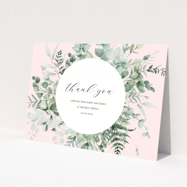 Baby thank you card with floral design and no photos