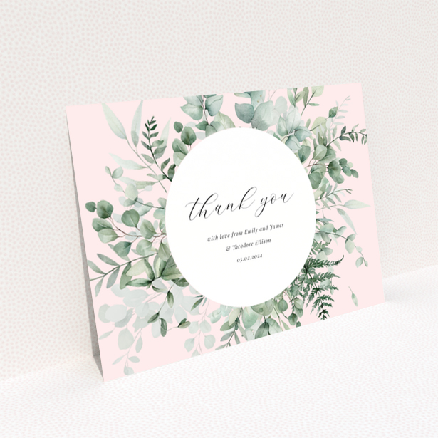 Back page of baby thank you card design with one photo placeholder, from Utterly Printable, named Landscape