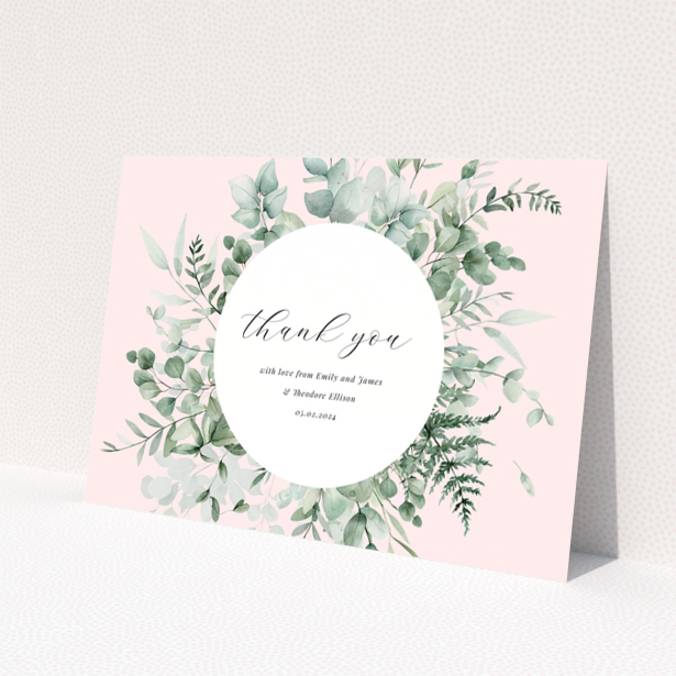 Baby thank you card with floral design and no photos